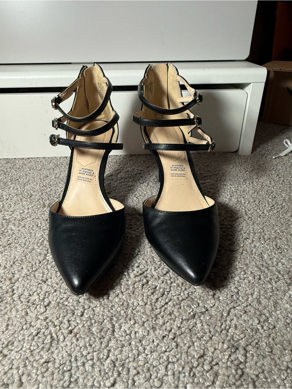 Liz Claiborne Black Pointed Toe Triple-Strap Heels